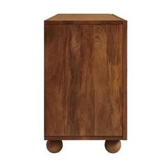 Sorren Walnut 72 Inch Scalloped Wood 4-Door Sideboard - Ornate Home
