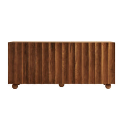 Sorren Walnut 72 Inch Scalloped Wood 4-Door Sideboard - Ornate Home