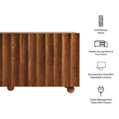 Sorren Walnut 72 Inch Scalloped Wood 4-Door Sideboard - Ornate Home