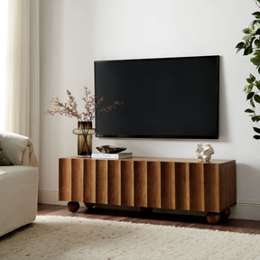 Sorren Walnut Scalloped 54" Wood TV Stand - Ornate Home