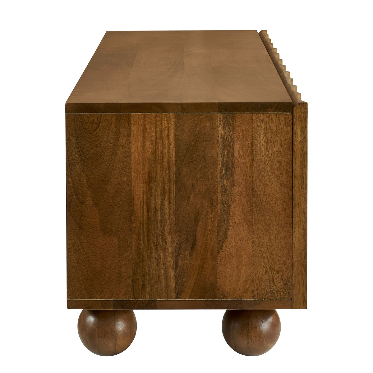 Sorren Walnut Scalloped 54" Wood TV Stand - Ornate Home