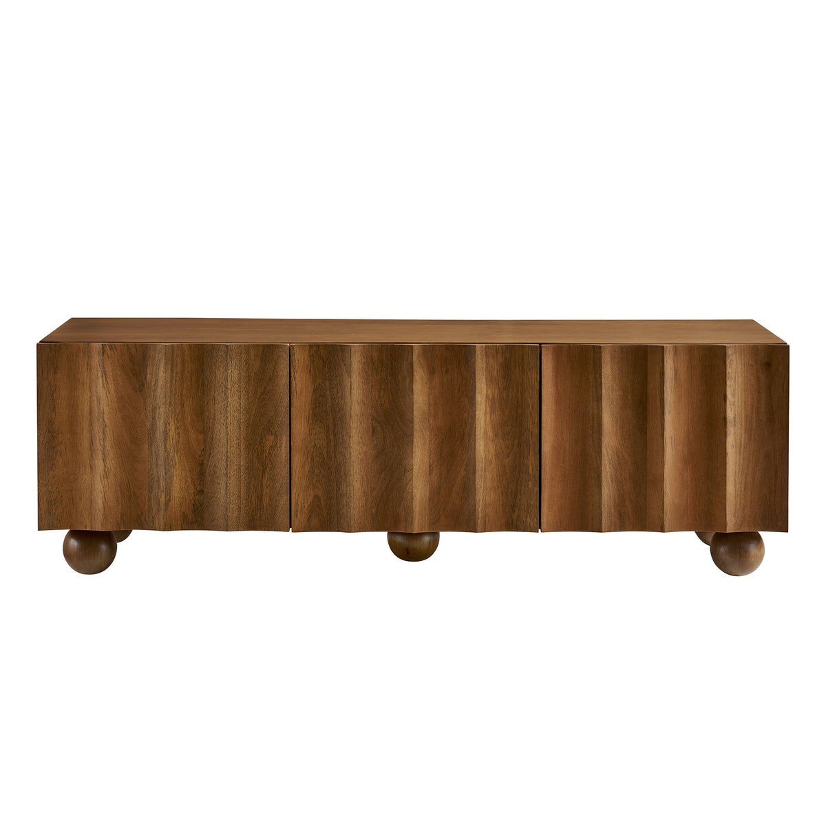 Sorren Walnut Scalloped 54" Wood TV Stand - Ornate Home