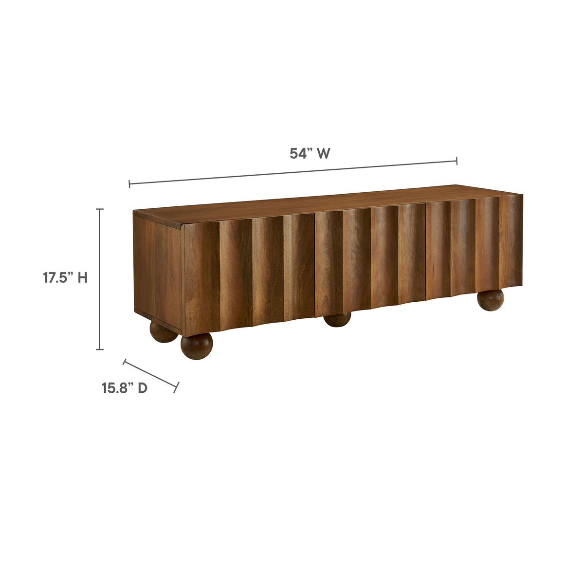 Sorren Walnut Scalloped 54" Wood TV Stand - Ornate Home