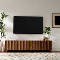Sorren Walnut Scalloped 71" Wood TV Stand - Ornate Home