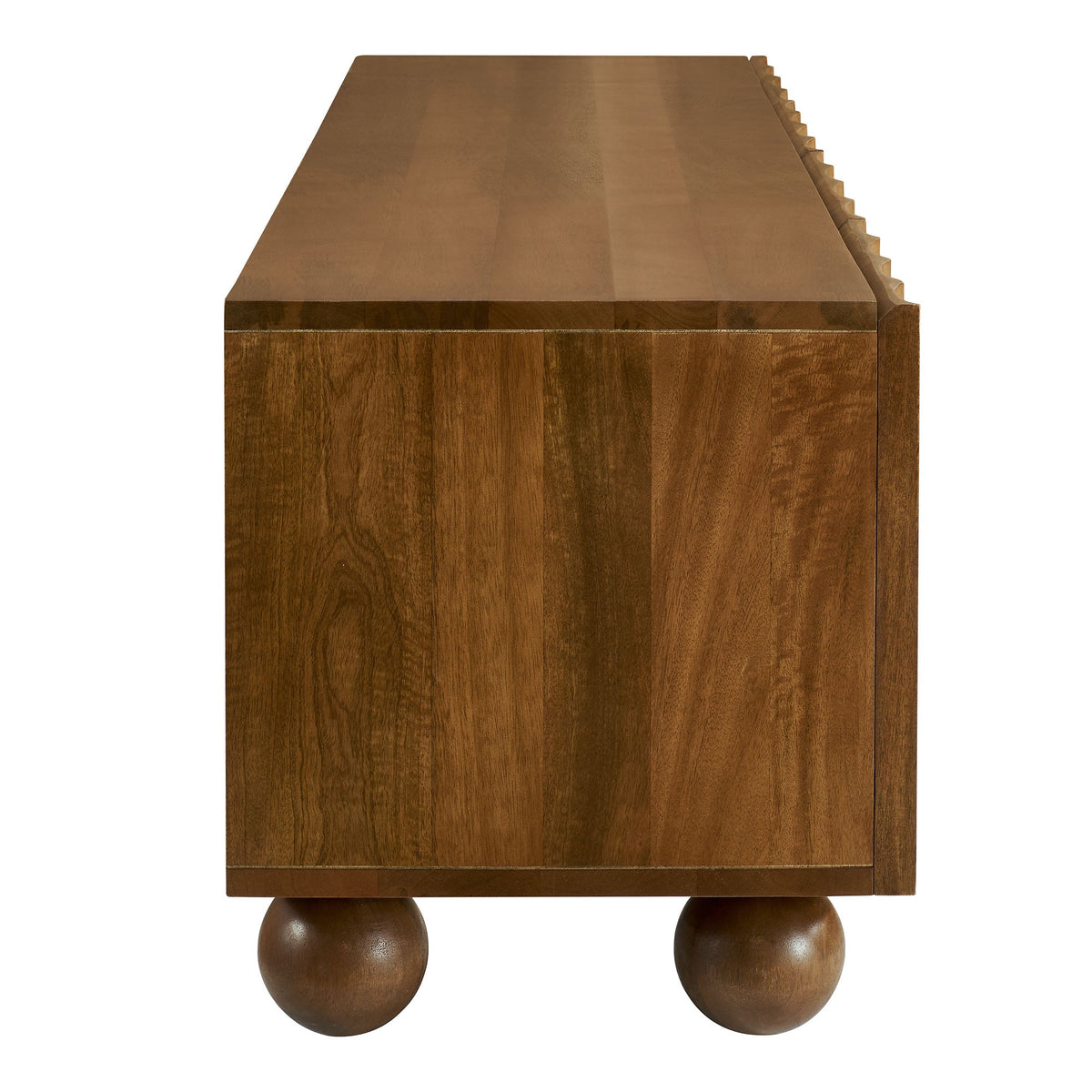 Sorren Walnut Scalloped 71" Wood TV Stand - Ornate Home