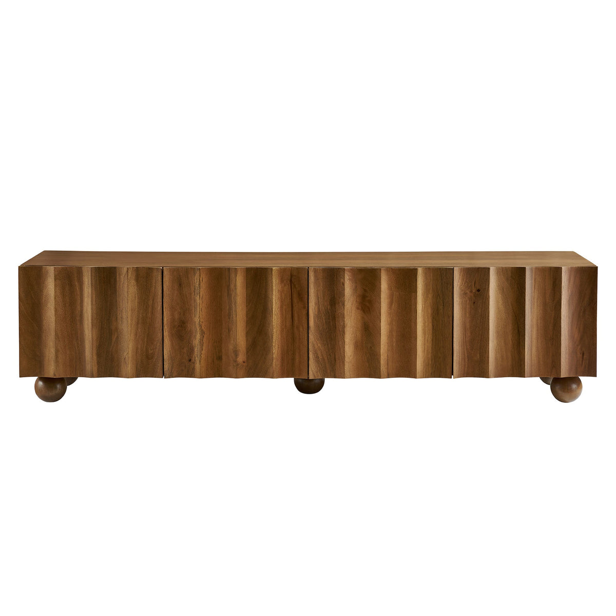 Sorren Walnut Scalloped 71" Wood TV Stand - Ornate Home