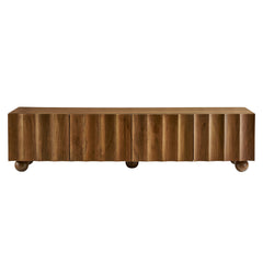 Sorren Walnut Scalloped 71" Wood TV Stand - Ornate Home