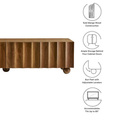 Sorren Walnut Scalloped 71" Wood TV Stand - Ornate Home