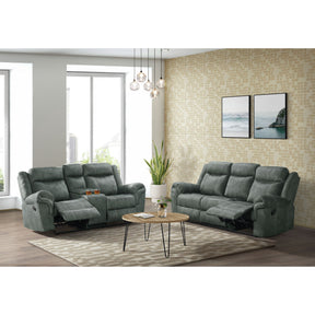 Sorrento Charcoal Motion Loveseat with Console - Ornate Home