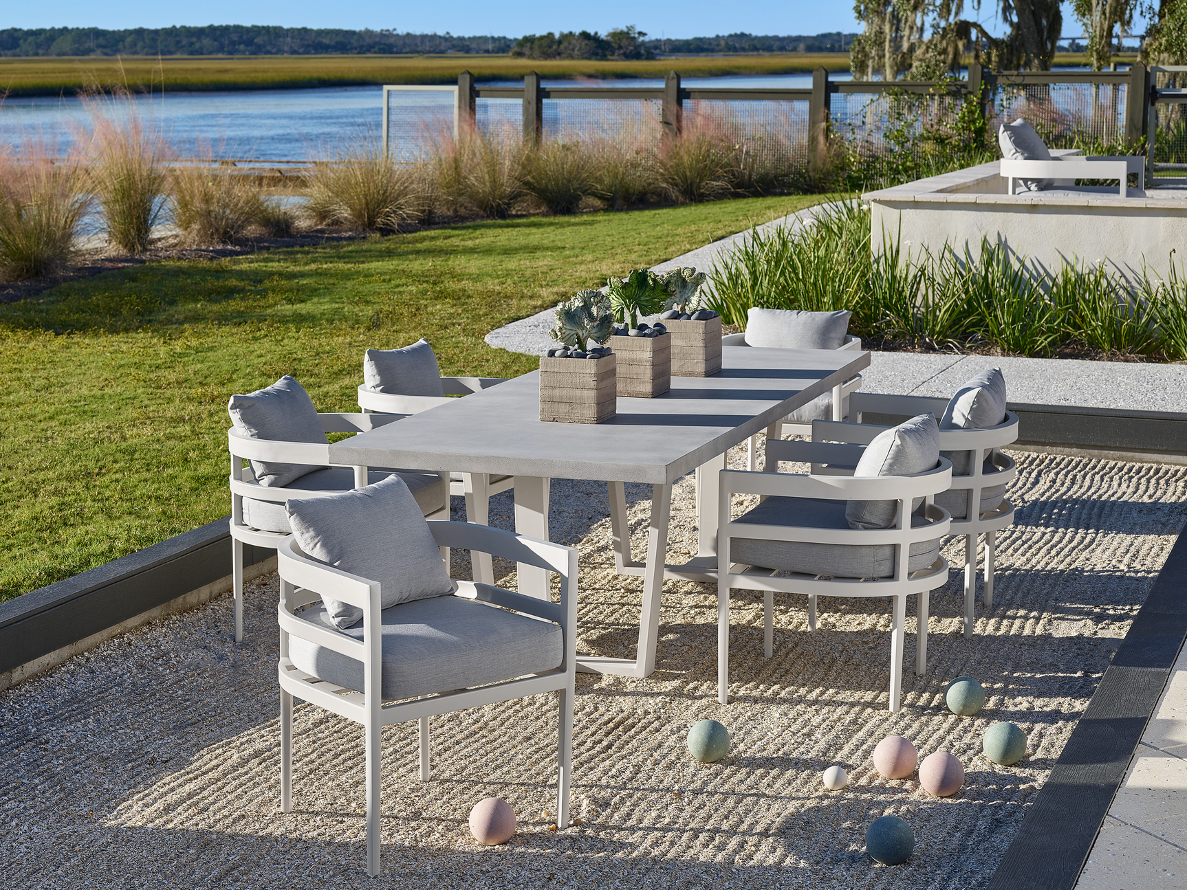 Sout Beach Canvas Granite/Chalk Aluminum Dining Chair - Ornate Home