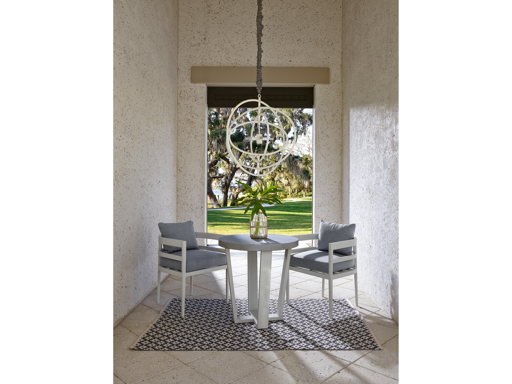 Sout Beach Canvas Granite/Chalk Aluminum Dining Chair - Ornate Home