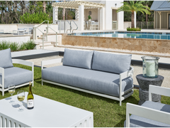 South Beach Canvas Granite/Chalk Aluminum Sofa - Ornate Home