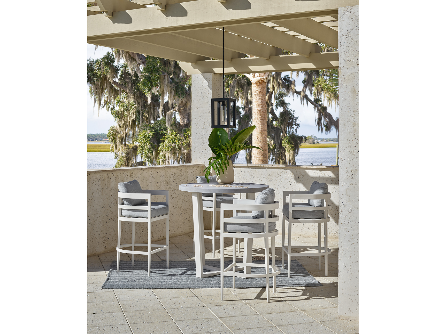 South Beach Chalk Aluminum Bar Table - Ornate Home