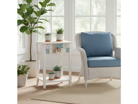 South Shore White/Blue End Table - Ornate Home