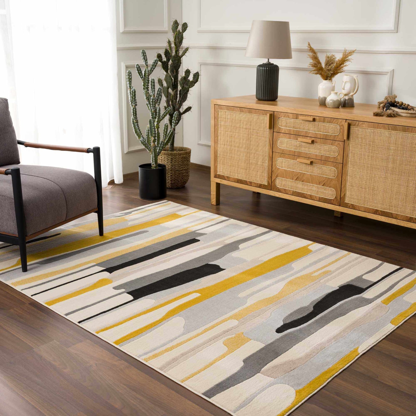 Southfields Mustard Modern Rug - Ornate Home