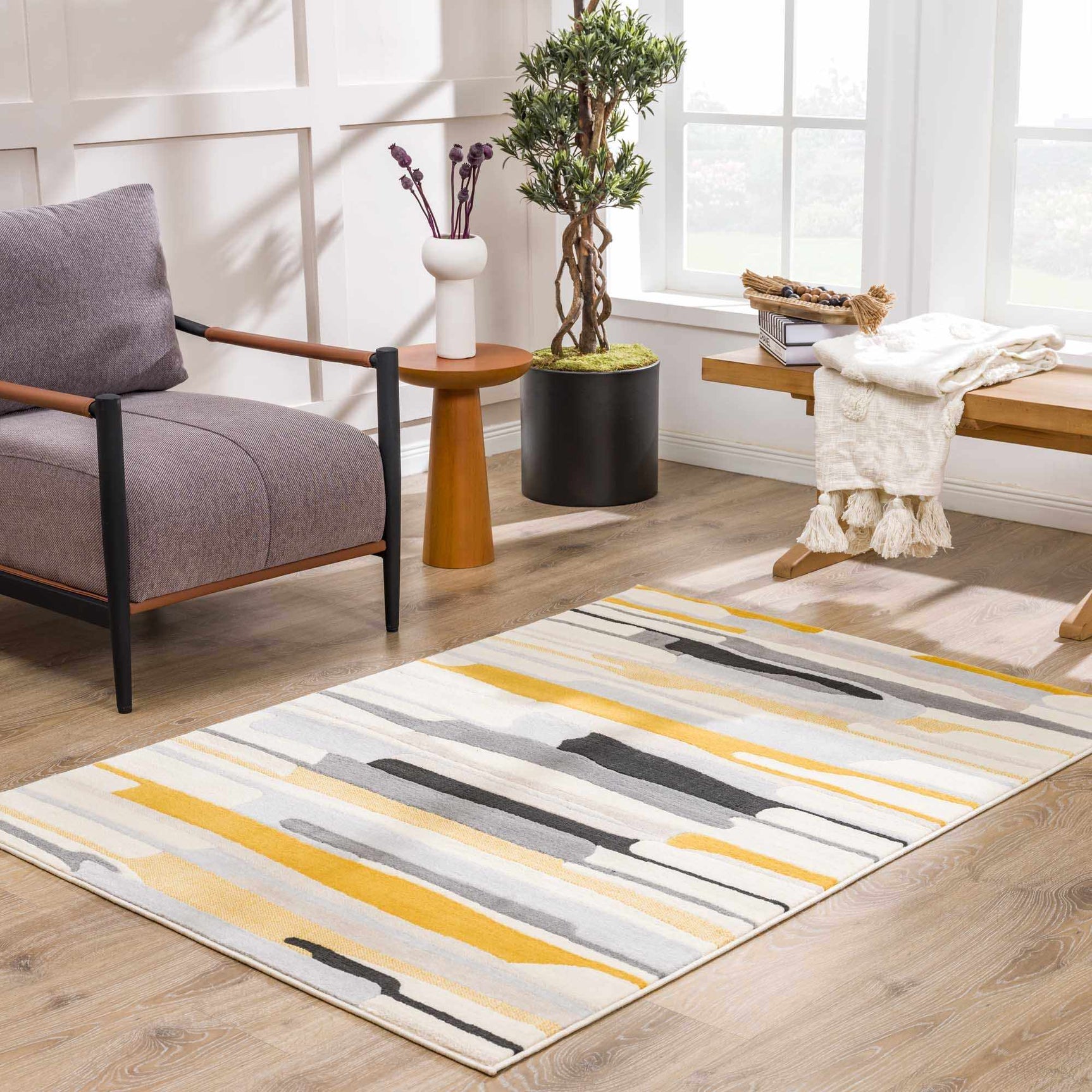 Southfields Mustard Modern Rug - Ornate Home