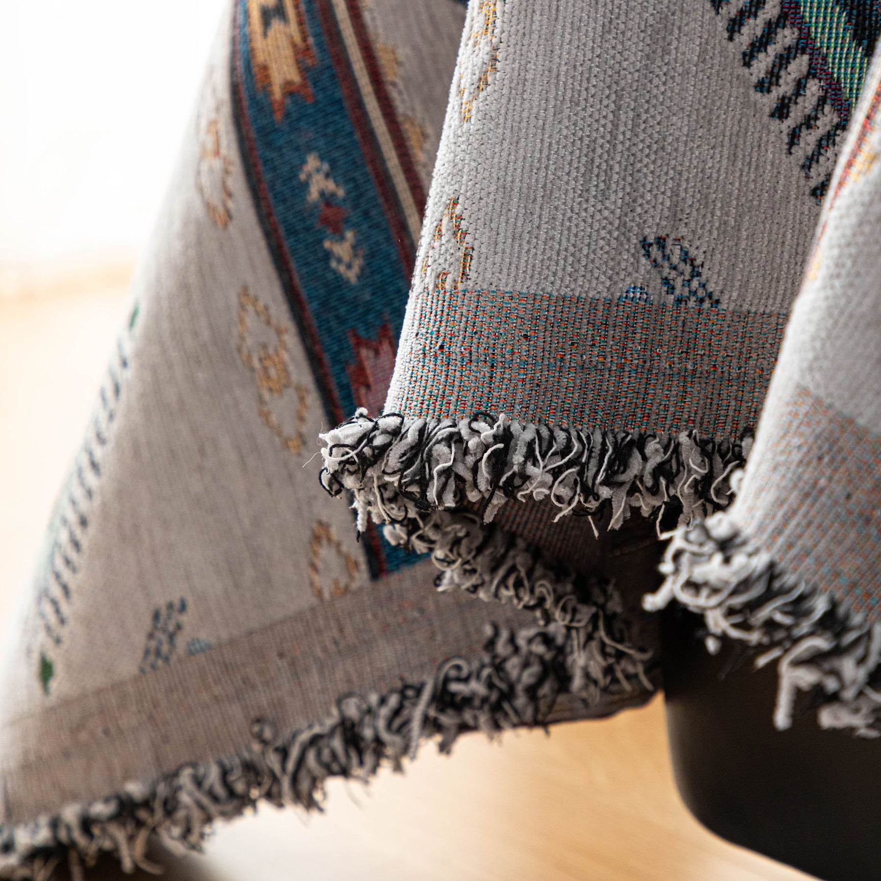 Southwestern Boho Woven Tribal Sofa Cover Blanket, Rustic Farmhouse Couch Throw Cover - Ornate Home