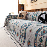 Southwestern Boho Woven Tribal Sofa Cover Blanket, Rustic Farmhouse Couch Throw Cover - Ornate Home