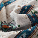Southwestern Boho Woven Tribal Sofa Cover Blanket, Rustic Farmhouse Couch Throw Cover - Ornate Home