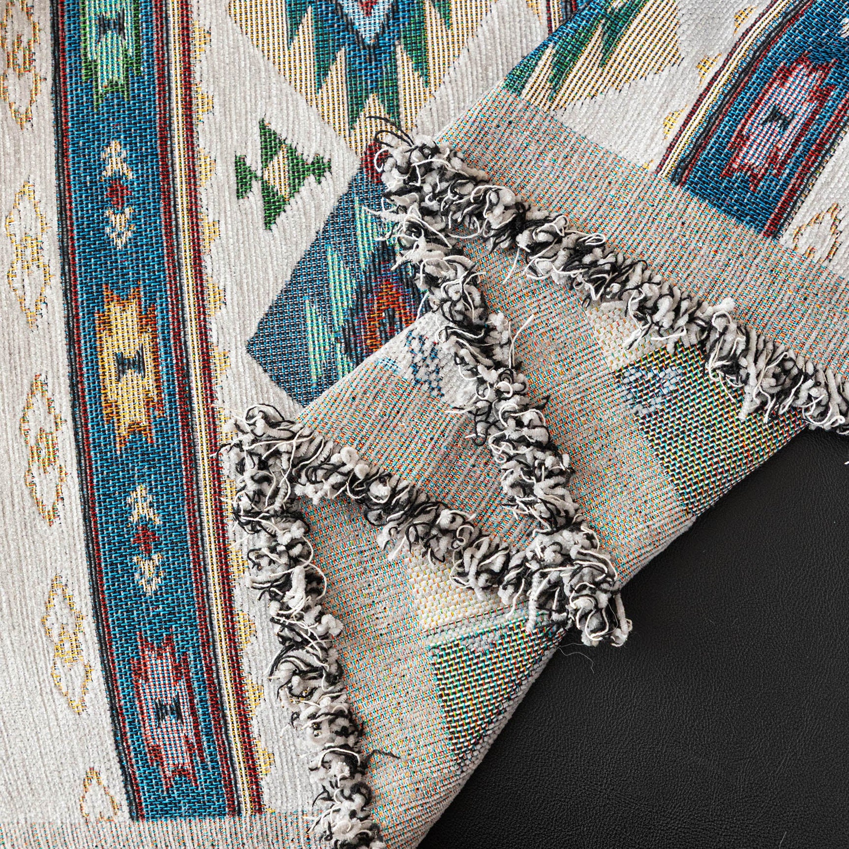 Southwestern Boho Woven Tribal Sofa Cover Blanket, Rustic Farmhouse Couch Throw Cover - Ornate Home