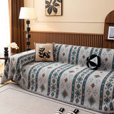 Southwestern Boho Woven Tribal Sofa Cover Blanket, Rustic Farmhouse Couch Throw Cover - Ornate Home