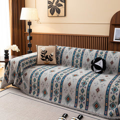 Southwestern Boho Woven Tribal Sofa Cover Blanket, Rustic Farmhouse Couch Throw Cover - Ornate Home