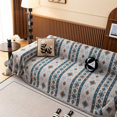 Southwestern Boho Woven Tribal Sofa Cover Blanket, Rustic Farmhouse Couch Throw Cover - Ornate Home