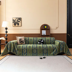 Southwestern Boho Woven Tribal Sofa Cover Blanket, Rustic Farmhouse Couch Throw Cover - Ornate Home