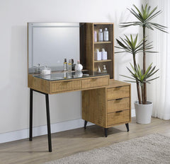 Souza Mango 5-Drawer Makeup Vanity Table With LED Mirror - Ornate Home