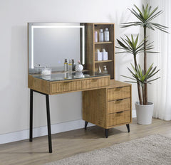 Souza Mango 5-Drawer Makeup Vanity Table With LED Mirror - Ornate Home