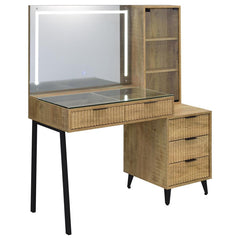 Souza Mango 5-Drawer Makeup Vanity Table With LED Mirror - Ornate Home