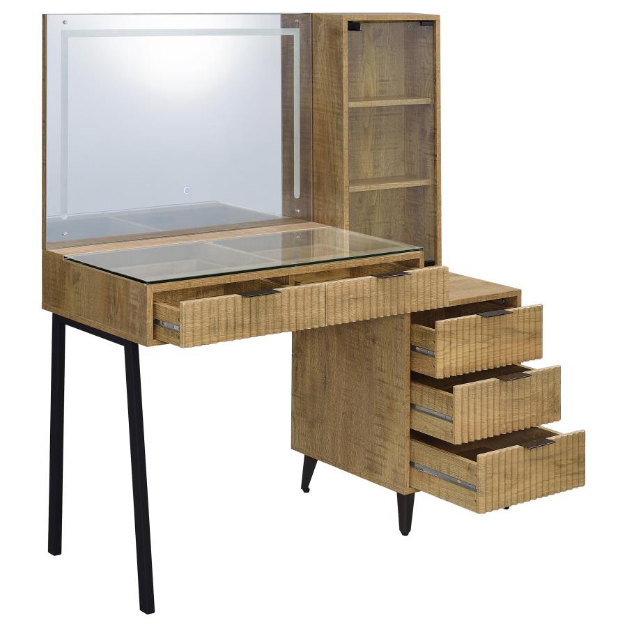 Souza Mango 5-Drawer Makeup Vanity Table With LED Mirror - Ornate Home