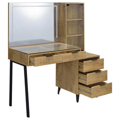 Souza Mango 5-Drawer Makeup Vanity Table With LED Mirror - Ornate Home