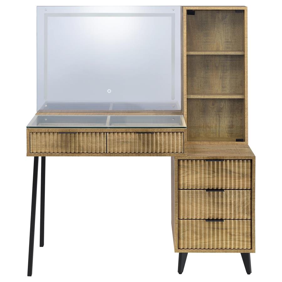 Souza Mango 5-Drawer Makeup Vanity Table With LED Mirror - Ornate Home