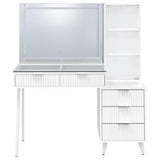 Souza White High Gloss 5-Drawer Makeup Vanity Table With LED Mirror - Ornate Home