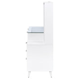 Souza White High Gloss 5-Drawer Makeup Vanity Table With LED Mirror - Ornate Home