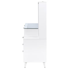 Souza White High Gloss 5-Drawer Makeup Vanity Table With LED Mirror - Ornate Home