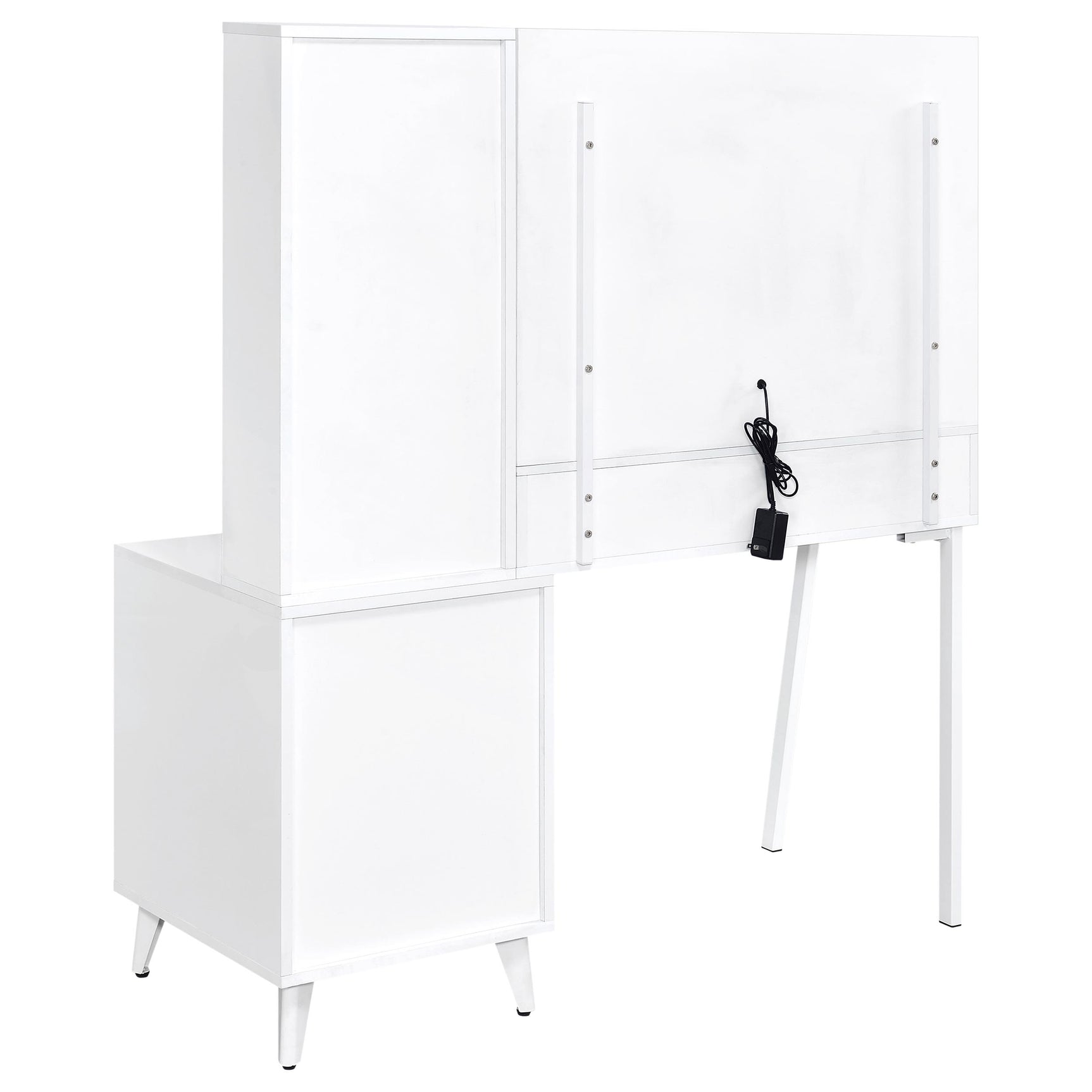 Souza White High Gloss 5-Drawer Makeup Vanity Table With LED Mirror - Ornate Home