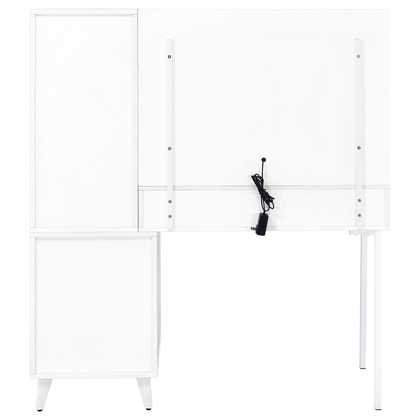 Souza White High Gloss 5-Drawer Makeup Vanity Table With LED Mirror - Ornate Home