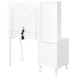 Souza White High Gloss 5-Drawer Makeup Vanity Table With LED Mirror - Ornate Home