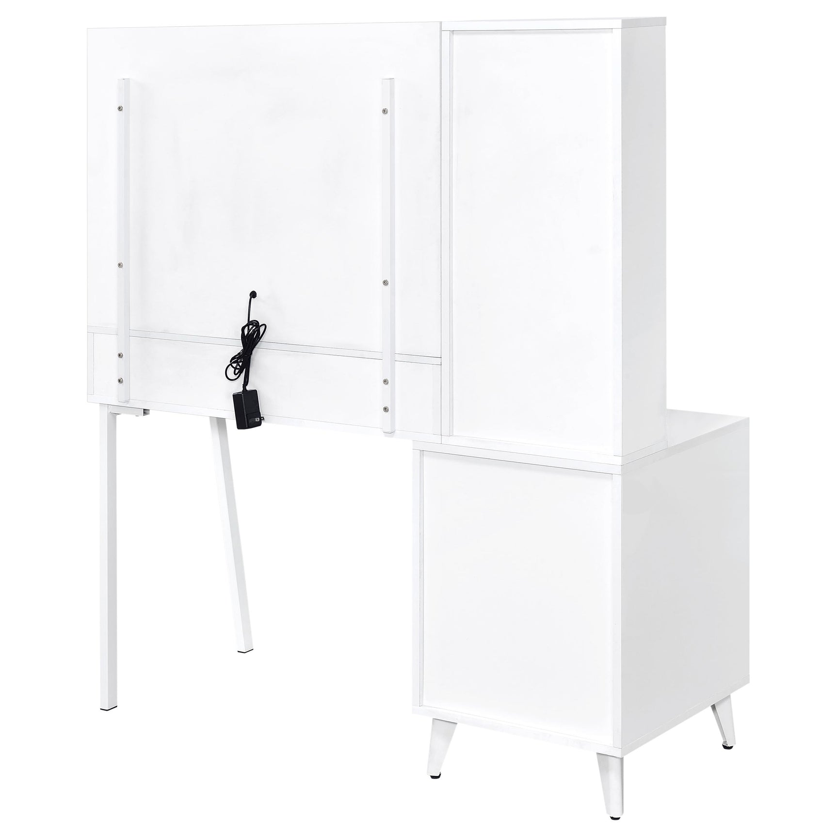 Souza White High Gloss 5-Drawer Makeup Vanity Table With LED Mirror - Ornate Home