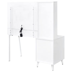 Souza White High Gloss 5-Drawer Makeup Vanity Table With LED Mirror - Ornate Home