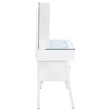 Souza White High Gloss 5-Drawer Makeup Vanity Table With LED Mirror - Ornate Home