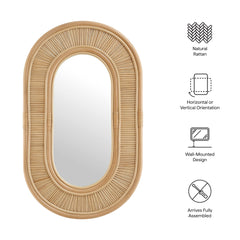 Sovana Natural Oval Rattan Wall Mirror - Ornate Home