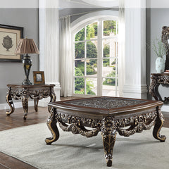 Sovereign Cherry/Antique Gold 3pc Coffee Table Set  / HD-CT3905C - Ornate Home