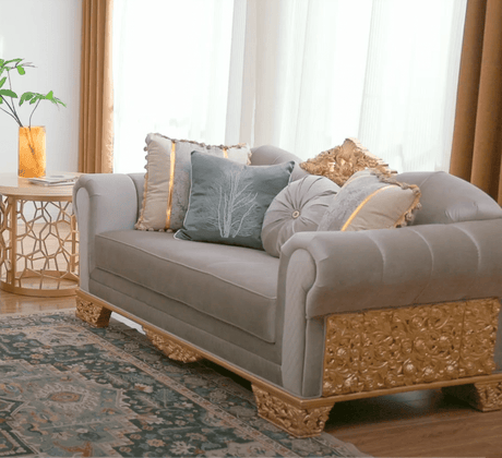 Sovereign Gray/Gold 3-Pc Living Room Set/ HD-3PC9041 - Ornate Home
