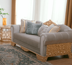 Sovereign Gray/Gold Loveseat / HD-L9041 - Ornate Home