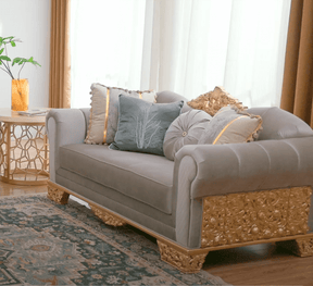 Sovereign Gray/Gold Loveseat / HD-L9041 - Ornate Home