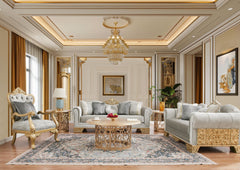 Sovereign Gray/Gold Loveseat / HD-L9041 - Ornate Home