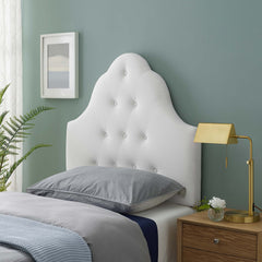 Sovereign White Diamond Tufted Performance Velvet Twin Headboard - Ornate Home